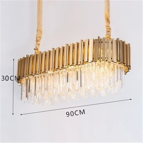 lustre moderne en cristal avec grande suspension à led - vue 8 sur 15