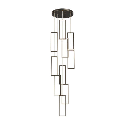 lustre led rectangulaire moderne en cuivre pour escaliers et loft - vue 7 sur 15