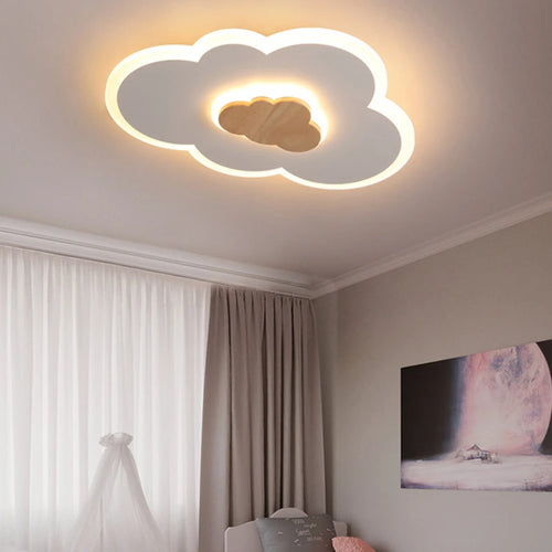 plafonnier led en bois dessin animé pour enfants - vue 5 sur 9