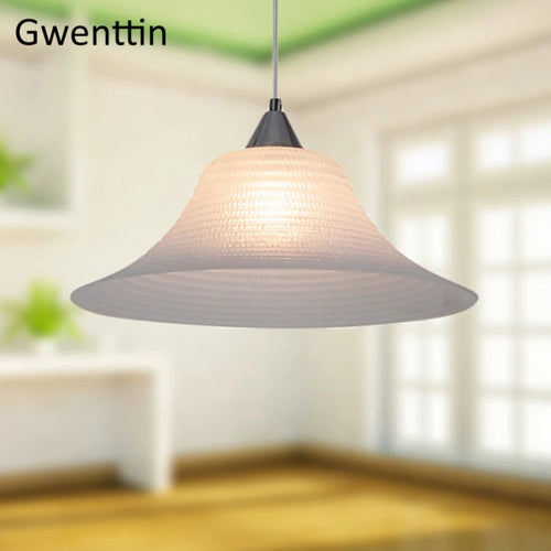 suspension moderne en verre style chapeau de paille décor intérieur - vue 3 sur 7