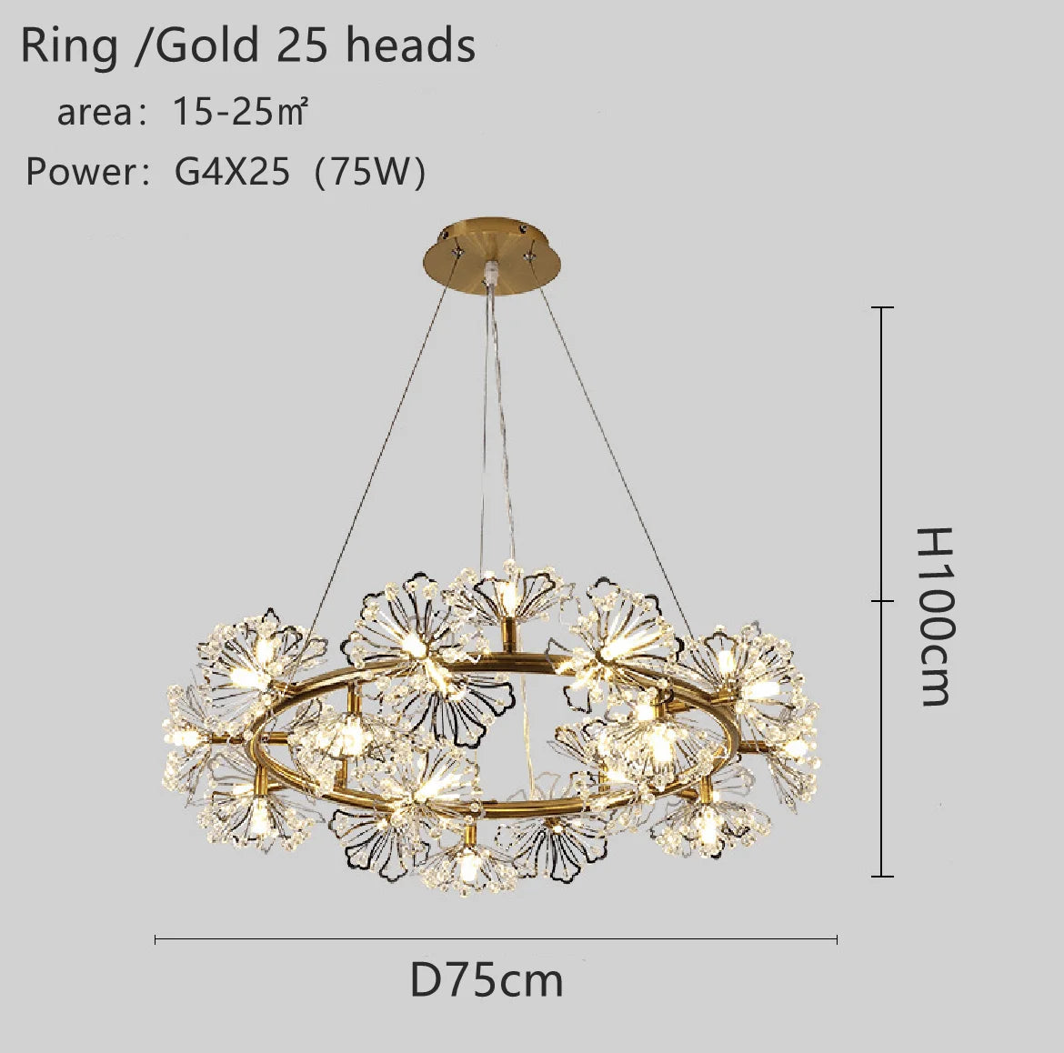 lustre moderne luxe en led pour éclairage intérieur - vue 15 sur 19