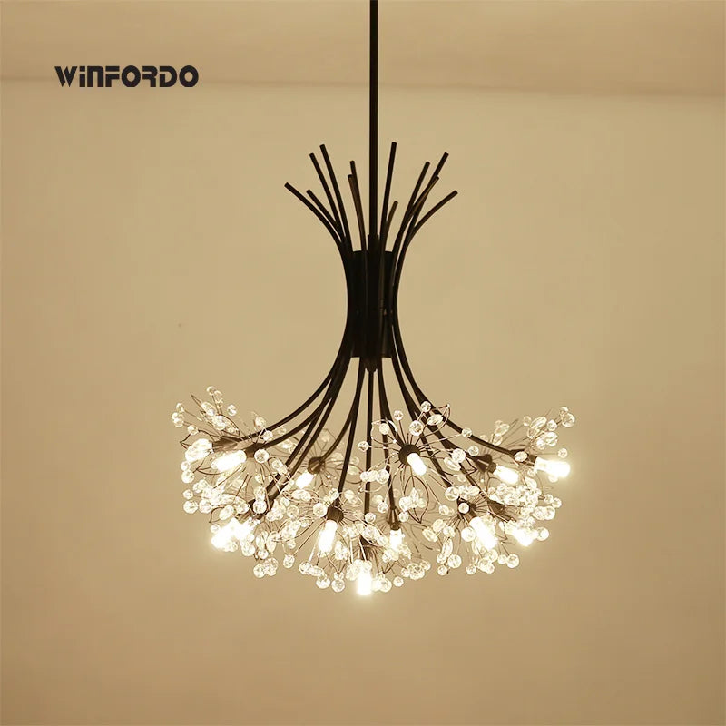 lustre moderne en cristal avec 	 led luminaria lampadario - vue 6 sur 10
