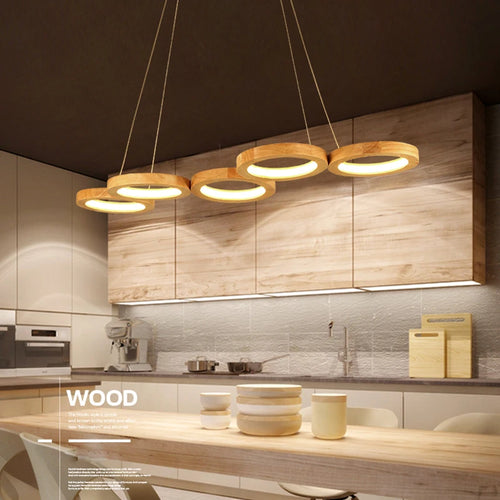 plafonnier en bois moderne design créatif rond luminaires intérieurs - vue 2 sur 16