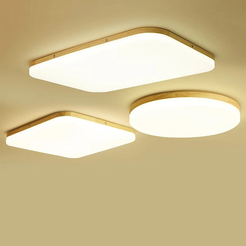 plafonnier led ultra-mince moderne en bois rond et carré - vue 2 sur 14