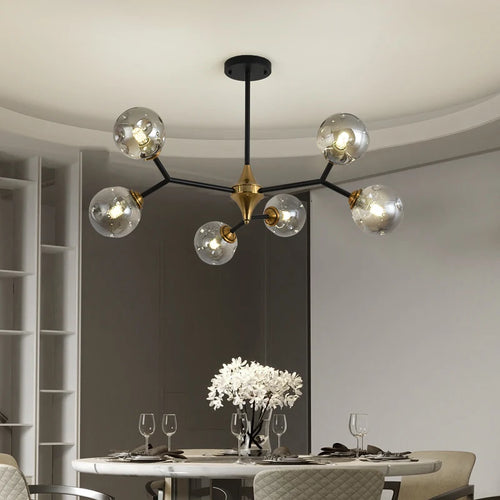 lustre moderne à branches rotatives en verre avec éclairage led - vue 4 sur 14