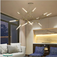 lustre design à plusieurs têtes en fer pour un éclairage moderne