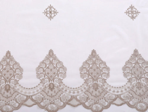 Voilage tulle brodé fleurs bord festonné style européen - vue 9 sur 8