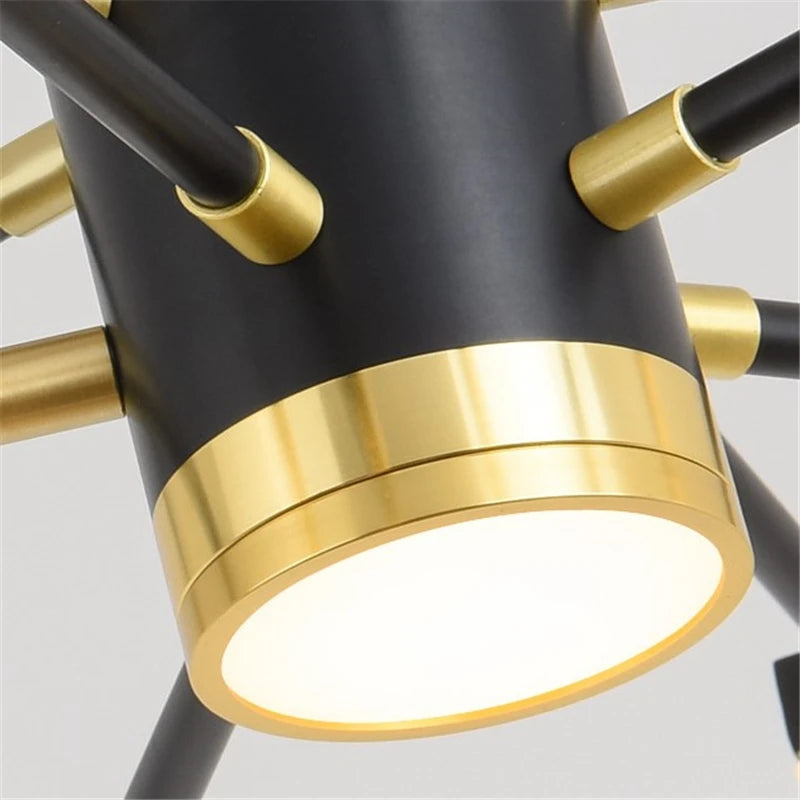 lustre d'art nordique moderne en fer avec éclairage led - vue 6 sur 9