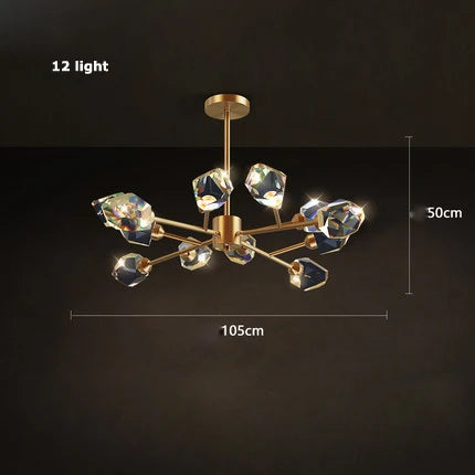 lustre en cristal et cuivre style art déco design moderne - vue 23 sur 22