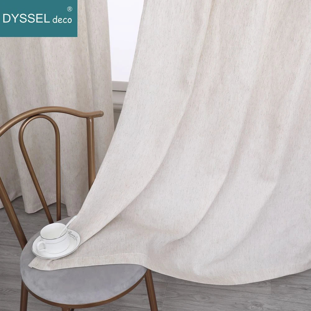 Voilage lin rayé style moderne pour salon chambre - vue 3 sur 6