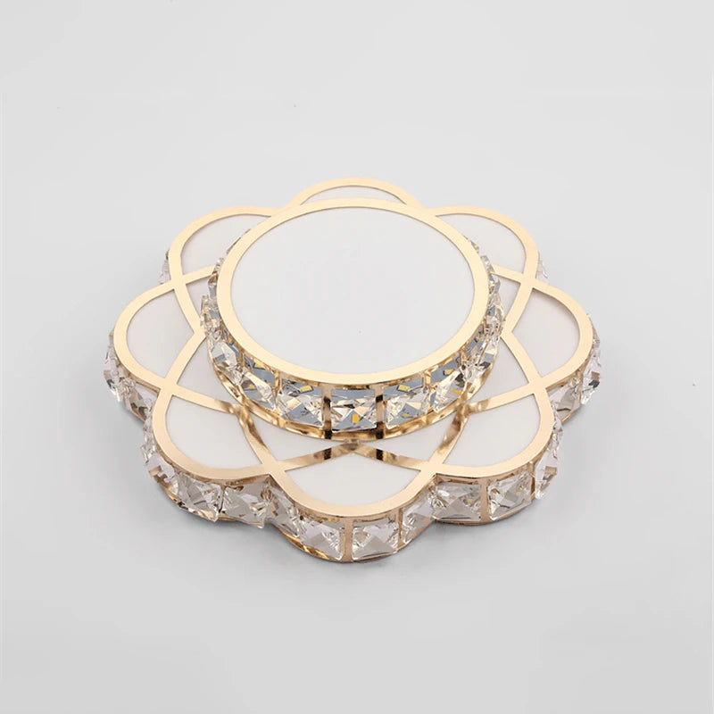 plafonnier led en cristal luxe décoratif avec fleurs - vue 4 sur 9