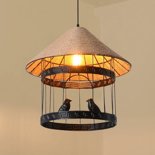 lustre suspension cage à oiseaux style industriel loft - vue 2 sur 7