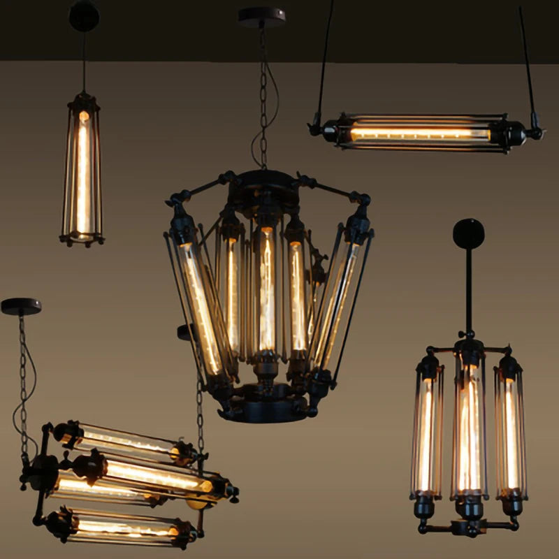 suspension vintage industrielle avec ampoule edison pour restaurant - vue 3 sur 8