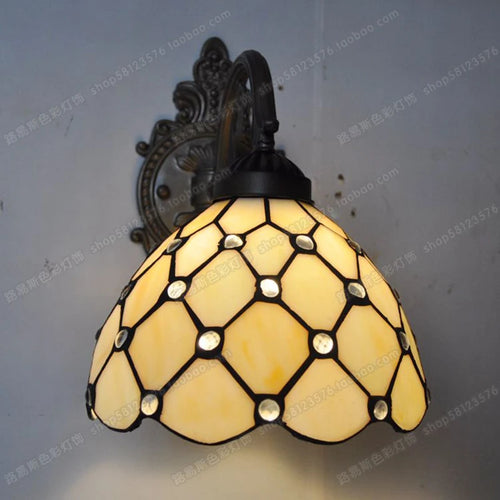 applique murale classique en perles de verre style tiffany - vue 4 sur 6