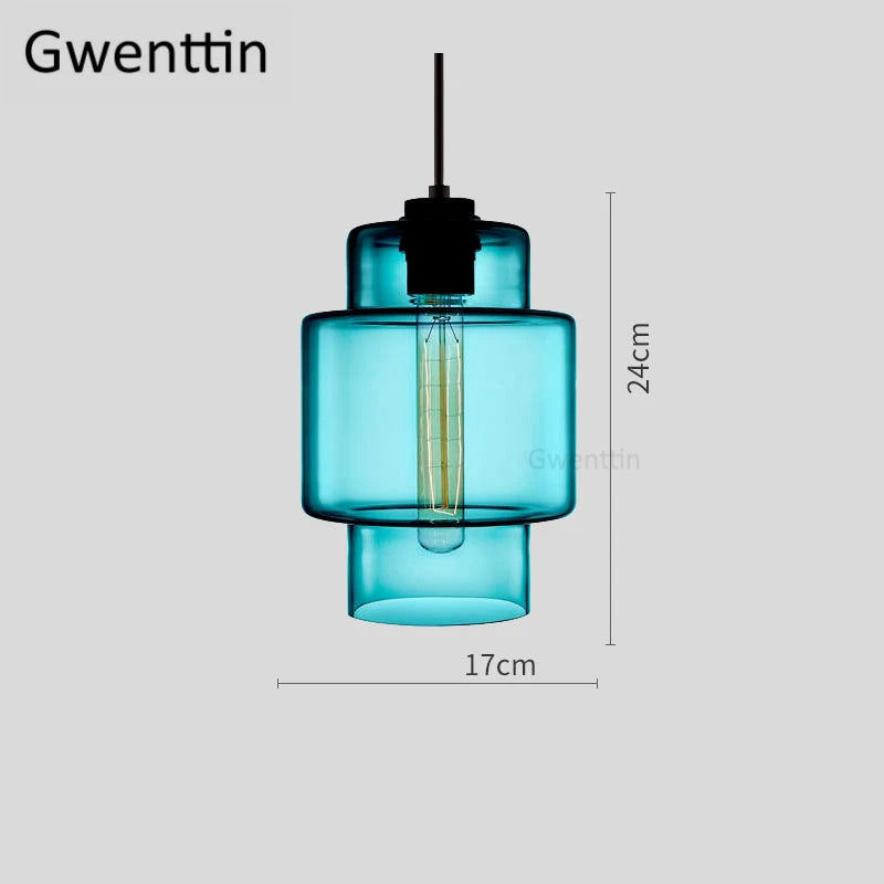 suspension moderne en verre teinté pour décoration intérieure - vue 9 sur 30