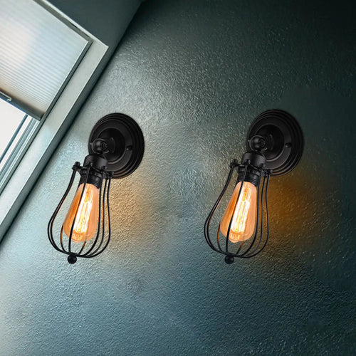 applique murale industrielle vintage avec abat-jour réglable et led - vue 2 sur 10