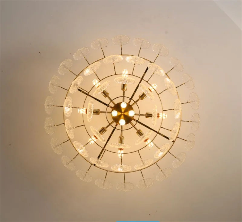 lustre rond en cristal doré design moderne à led - vue 3 sur 13