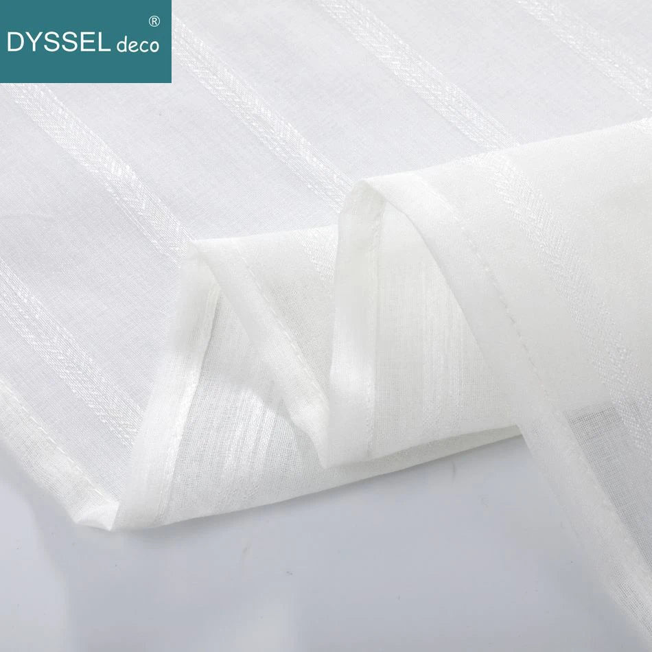 Voilage tulle rayé style européen léger pour salon - vue 3 sur 7