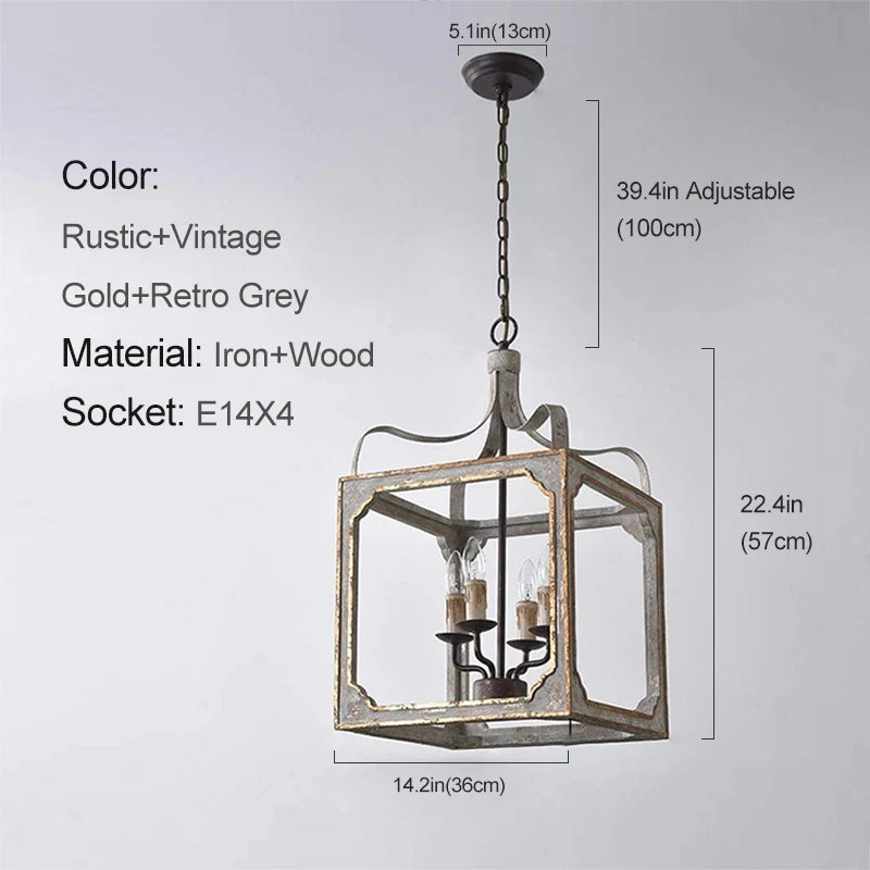 Loft lustres en bois Vintage or Suspension éclairage gris suspendu chambre salon lustre suspendu pour lampes de cuisine - vue 8 sur 13