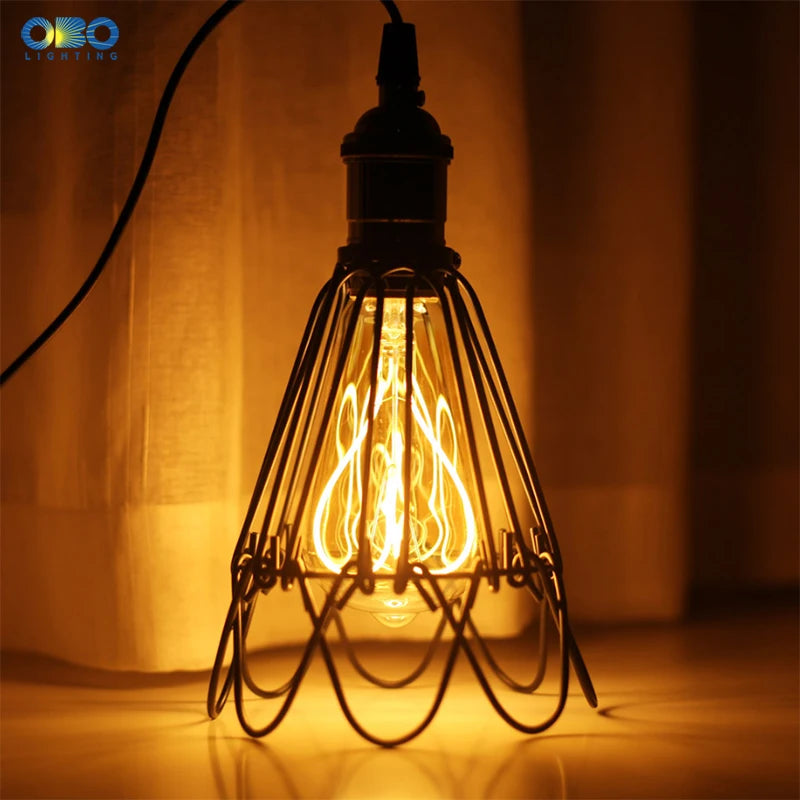 suspension vintage en fer avec interrupteur et support de lampe - vue 9 sur 16
