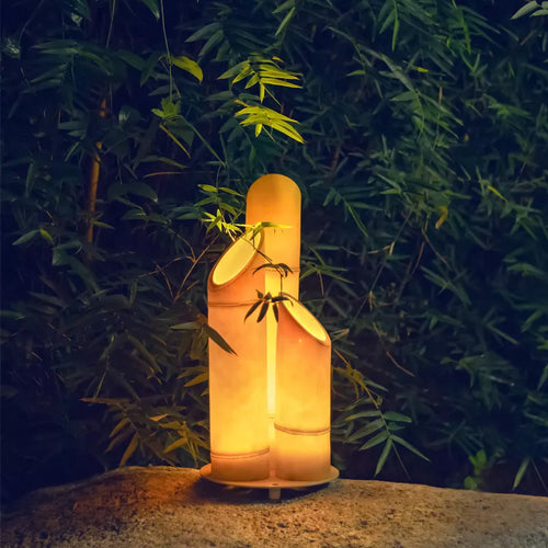Lampe extérieure en bambou vert/jaune - vue 2 sur 14