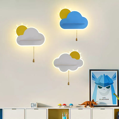 applique murale led enfants métal tirette rose-bleu-blanc - vue 3 sur 12