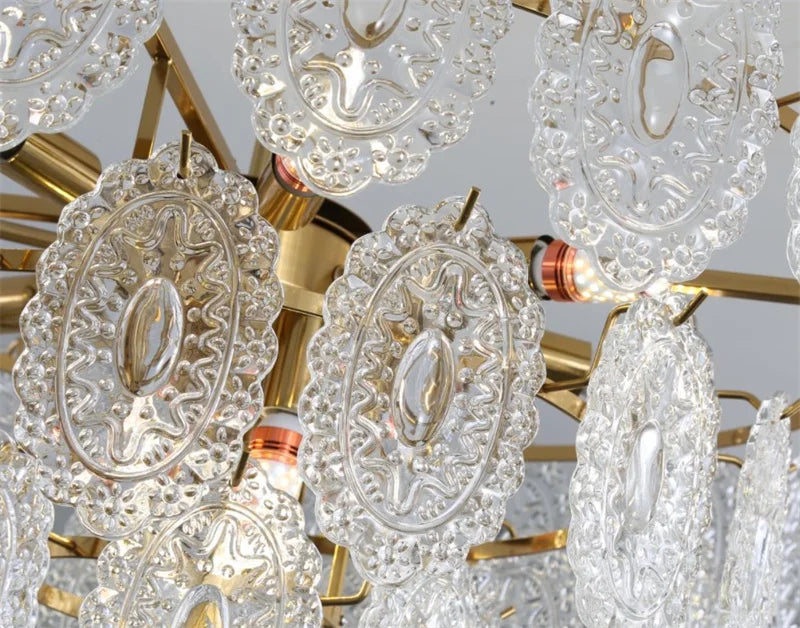 lustre rond en cristal doré design moderne à led - vue 6 sur 13