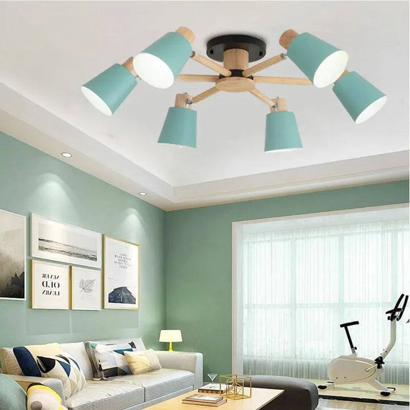 lustre nordique en bois massif simple et moderne - vue 4 sur 18
