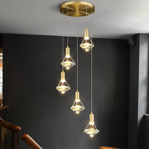 lustre personnalisable postmoderne en cristal avec led - vue 3 sur 10