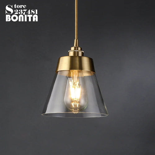suspension rétro en laiton et verre design élégant et luxueux - vue 3 sur 9