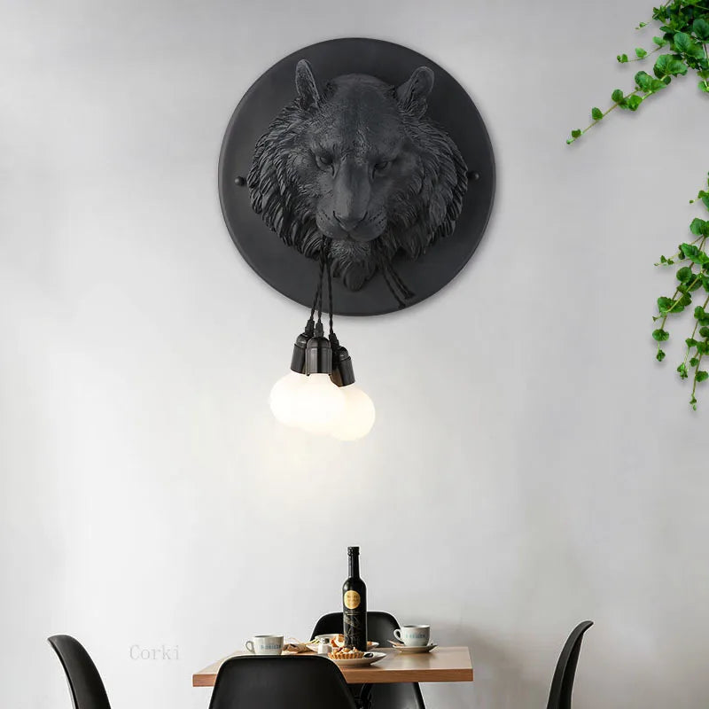 applique murale nordique en résine motif tigre design italien lumineux - vue 2 sur 10