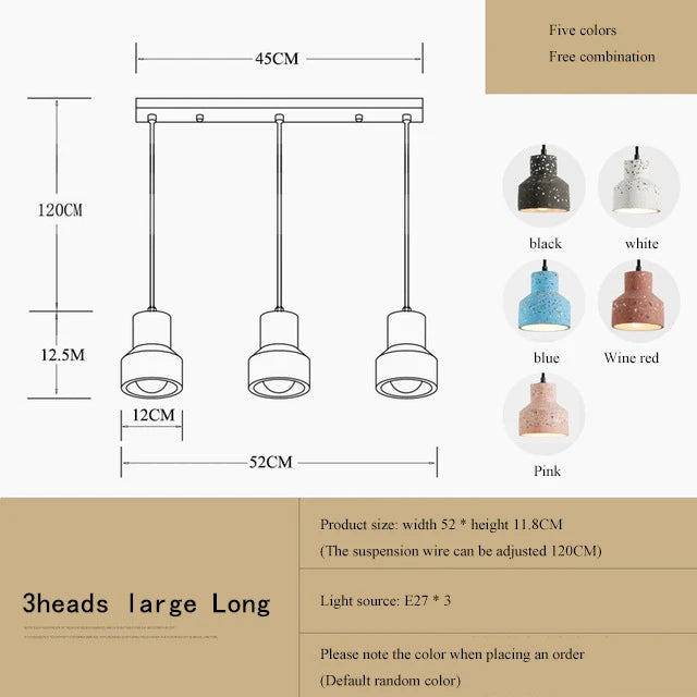 suspension moderne en terrazzo design nordique plusieurs couleurs led - vue 13 sur 28