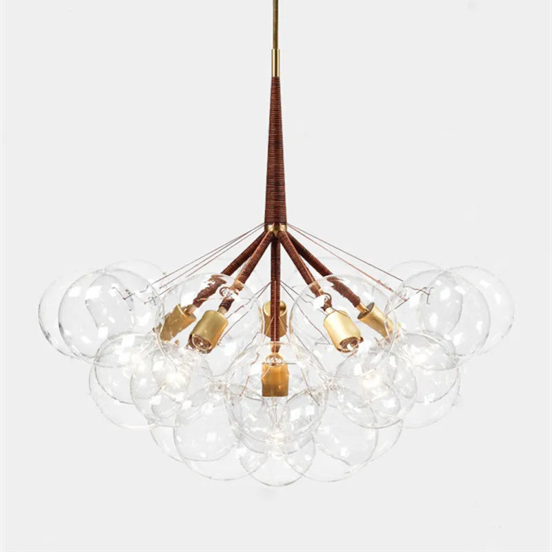 lustre nordique à lunettes avec fils café et lampes en verre - vue 3 sur 9