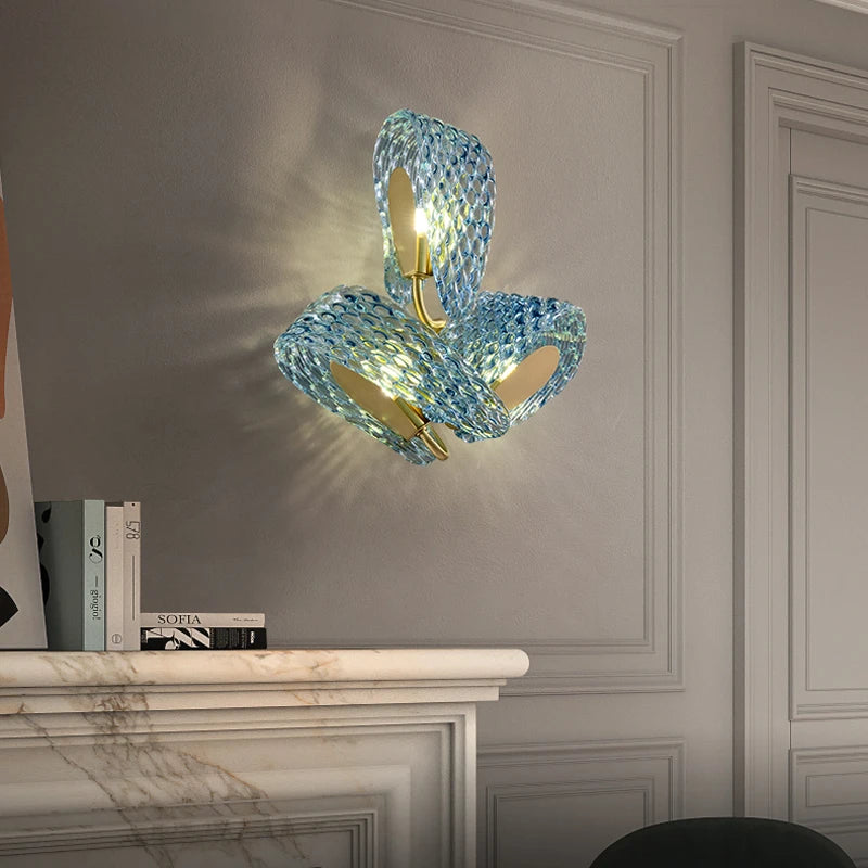 applique murale moderne en verre design doré et cuivré - vue 1 sur 14