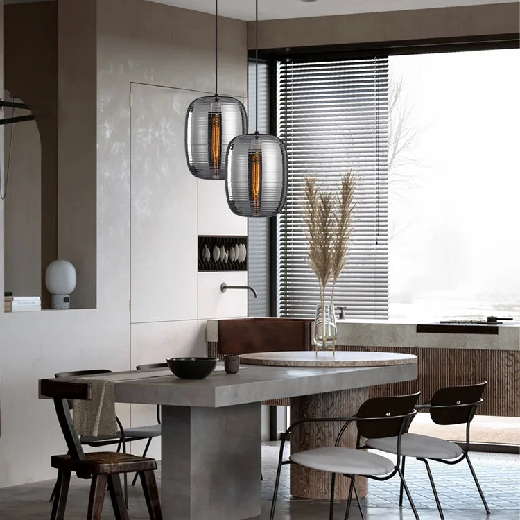 lustre en verre moderne led minimaliste luminaire suspendu art - vue 2 sur 7