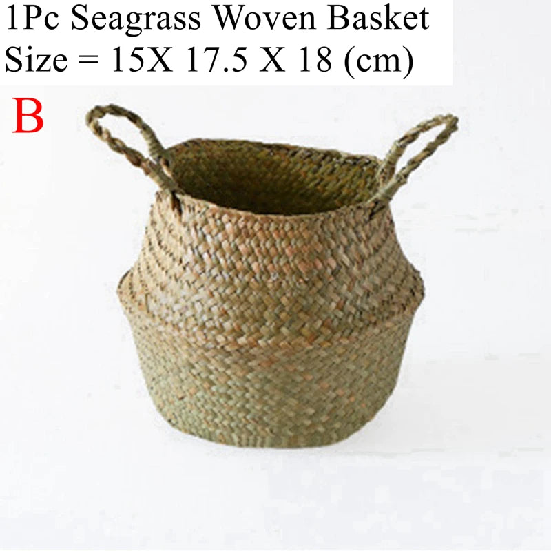 panier en osier d'algues rotin pour rangement et pique-nique - vue 8 sur 13