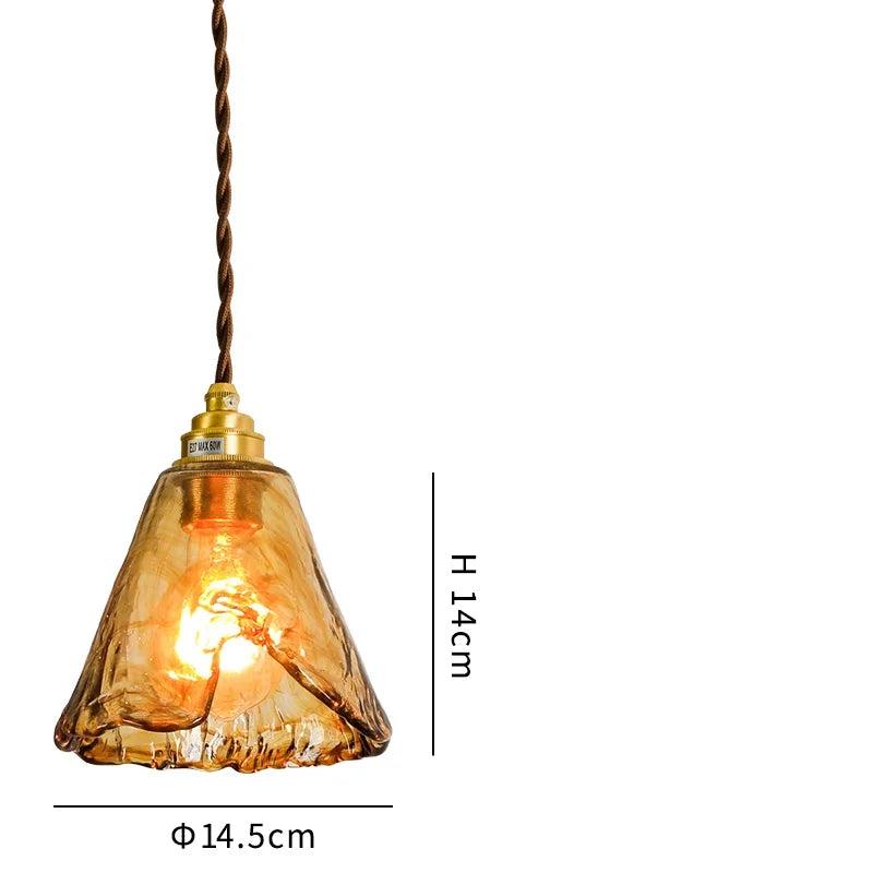 suspension led style japonais en bois cuivre réglable vintage - vue 12 sur 21