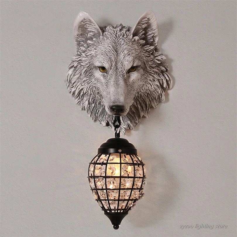 applique murale en résine tête de loup pour décoration intérieure - vue 2 sur 7
