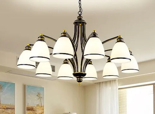 lustre classique en fer et verre pour décoration intérieure - vue 13 sur 16