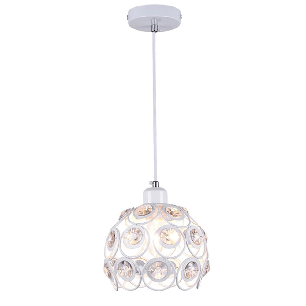 Modern Ceiling Light Chandelier Metal Crystal Shade E27, Pendant Lighting for Living Dining Room Bedroom Cafe Bar Black White - vue 2 sur 12