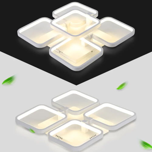 lustre en fer à led avec abat-jour rectangulaire moderne - vue 5 sur 5