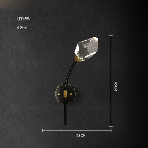 applique murale led postmoderne en cuivre et cristal - vue 15 sur 22