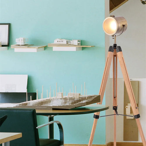 lampadaire nordique en bois massif avec éclairage led moderne - vue 2 sur 10