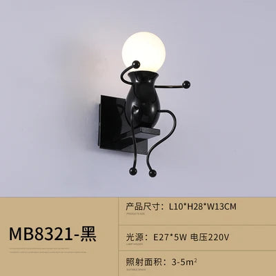 applique murale moderne en fer humanoïde luminaire décoratif d'intérieur - vue 8 sur 18