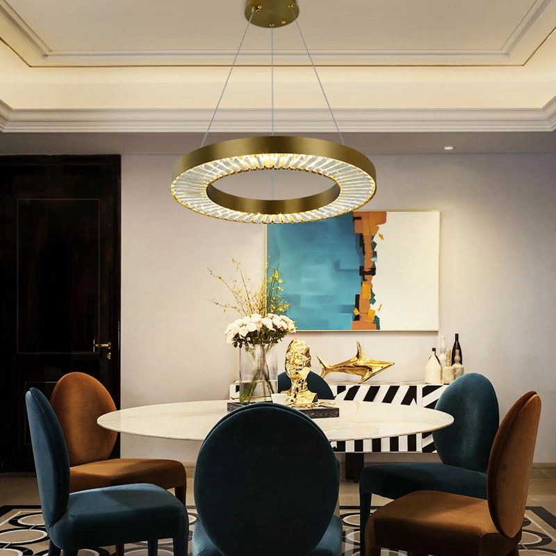 lustre en cristal de luxe style nordique moderne - vue 2 sur 12