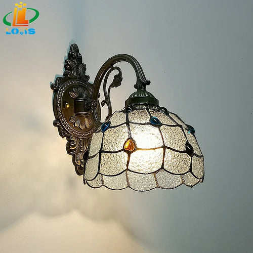 applique murale nordique en forme de queue de paon style tiffany - vue 4 sur 6