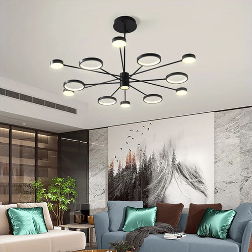 Plafonnier LED multi-têtes en fer noir - vue 3 sur 10