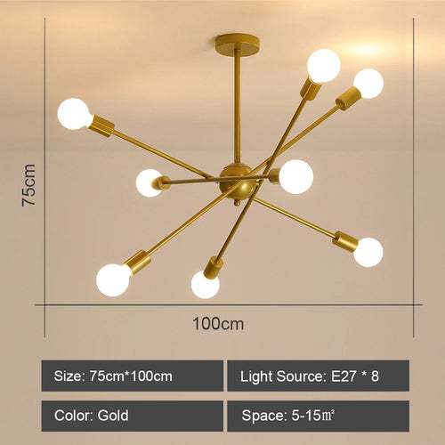 Plafond moderne à LEDs lustre lumière salon chambre industrielle spoutnik lustres suspension lampe créative éclairage maison décor - vue 14 sur 16