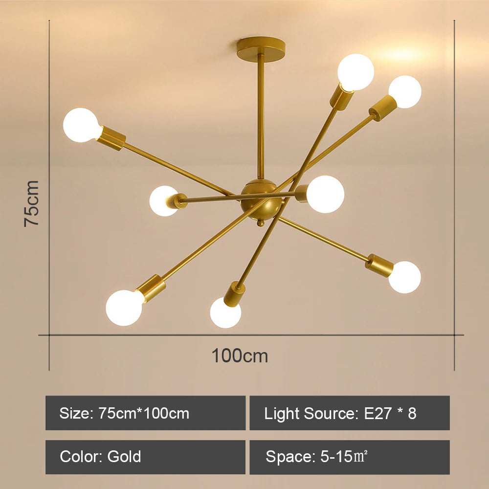lustre moderne à leds style industriel spoutnik créatif éclairage maison - vue 13 sur 16