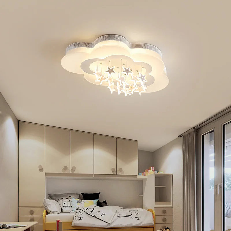 plafonnier lumineux étoiles nuages pour chambre d'enfants - vue 4 sur 10